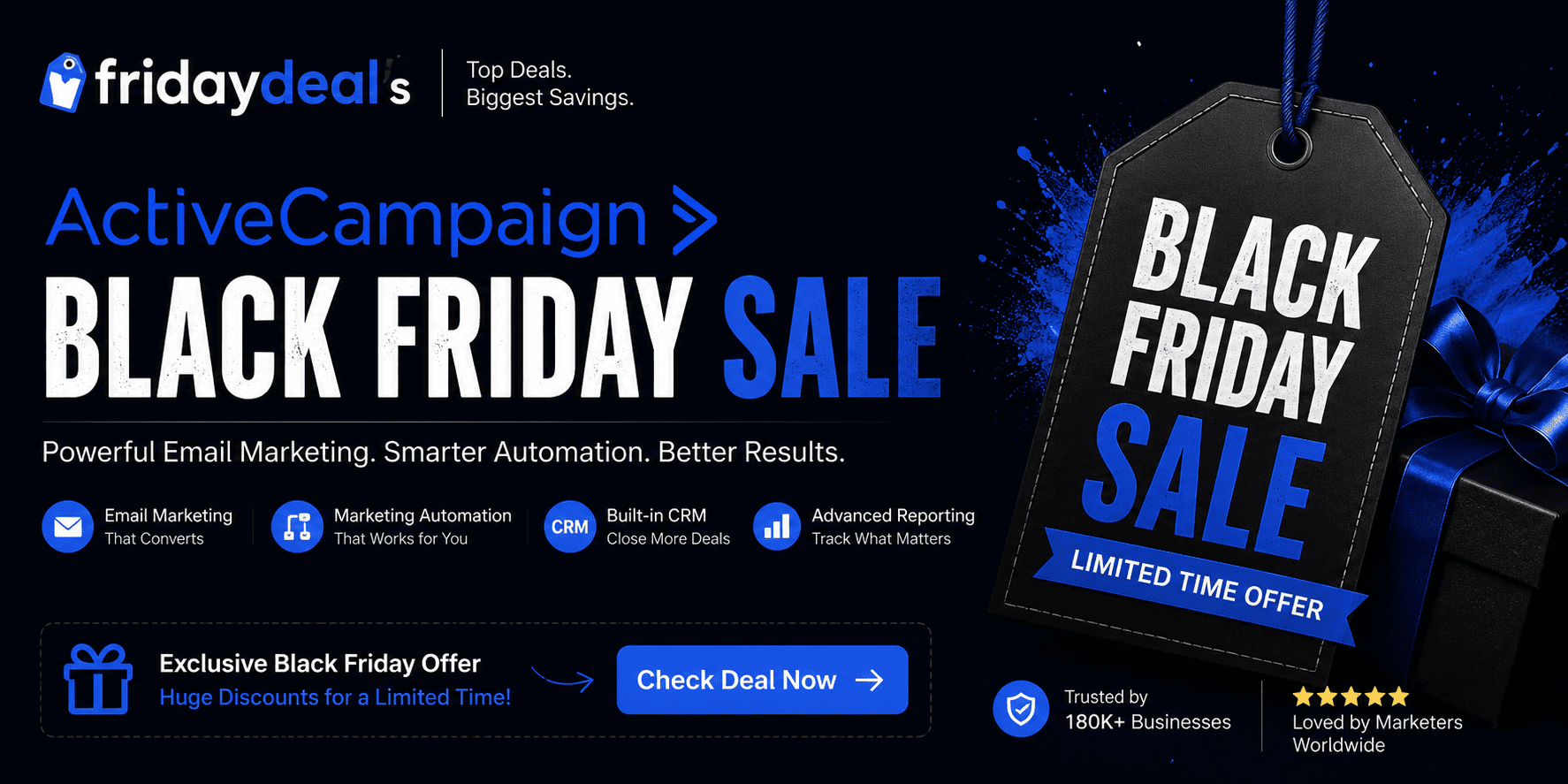 ActiveCampaign Black Friday Sale - 25% Discount, 3 Months FREE!