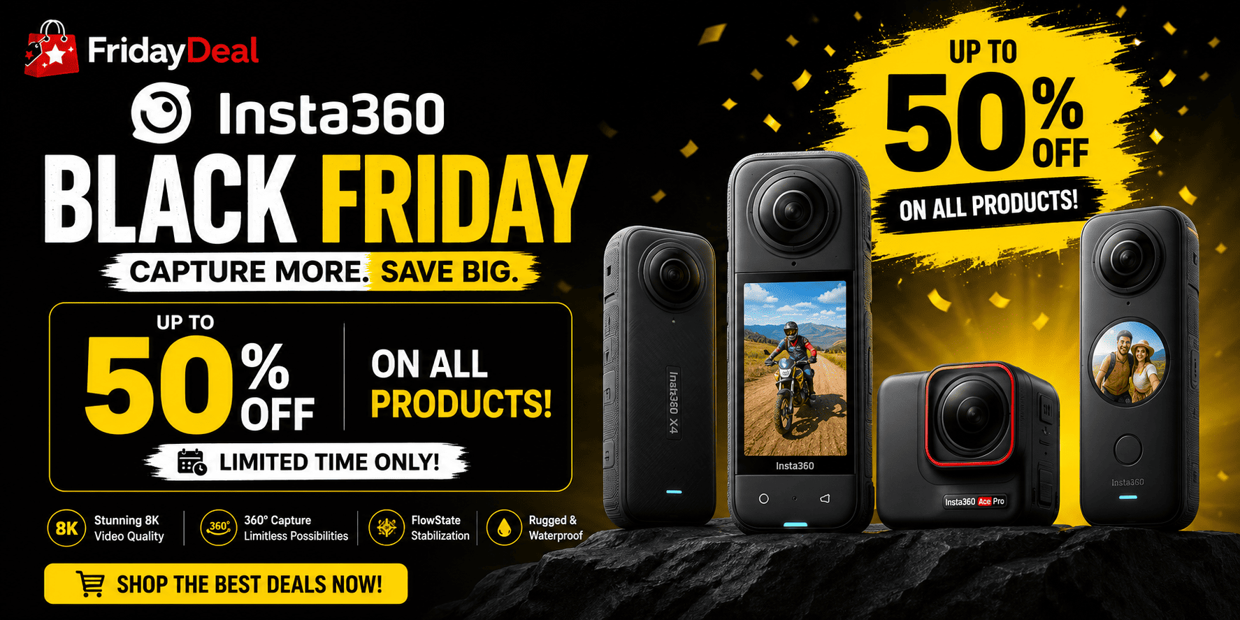 Insta360 Black Friday Deals 2026 – Upto 50% Discount, X3, One RS, One X2 & More!